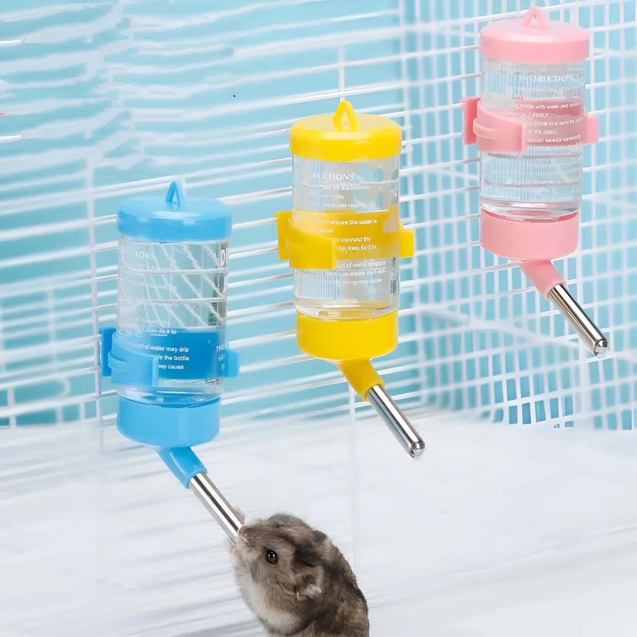 Green plastic ball kettle water feeder for small pets on a white background.
