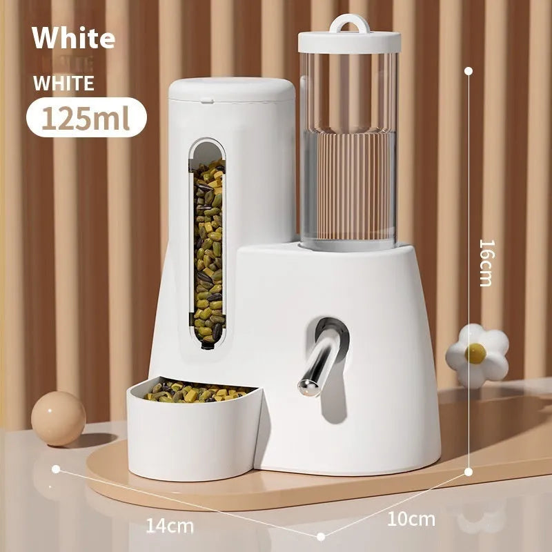 Hamster automatic drinking water feeder with food bowl in blue colour