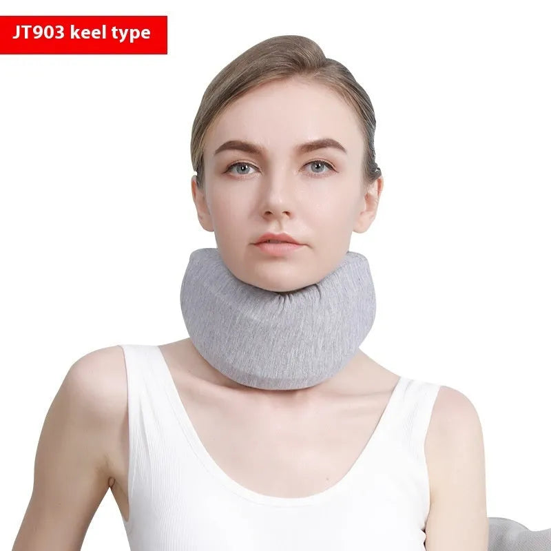 White PP plastic neck brace for cervical spine forward posture support and correction.