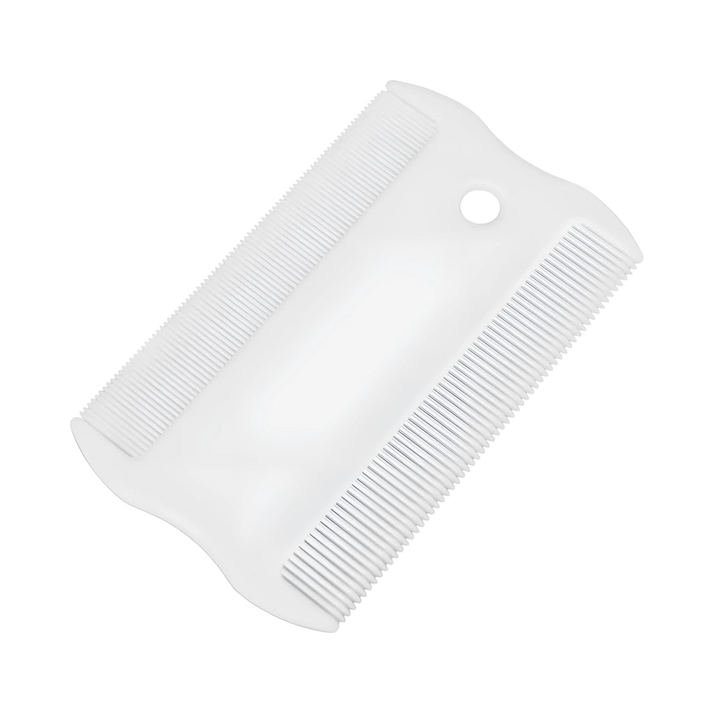 Double-sided plastic flea comb for pets with dense teeth and compact design