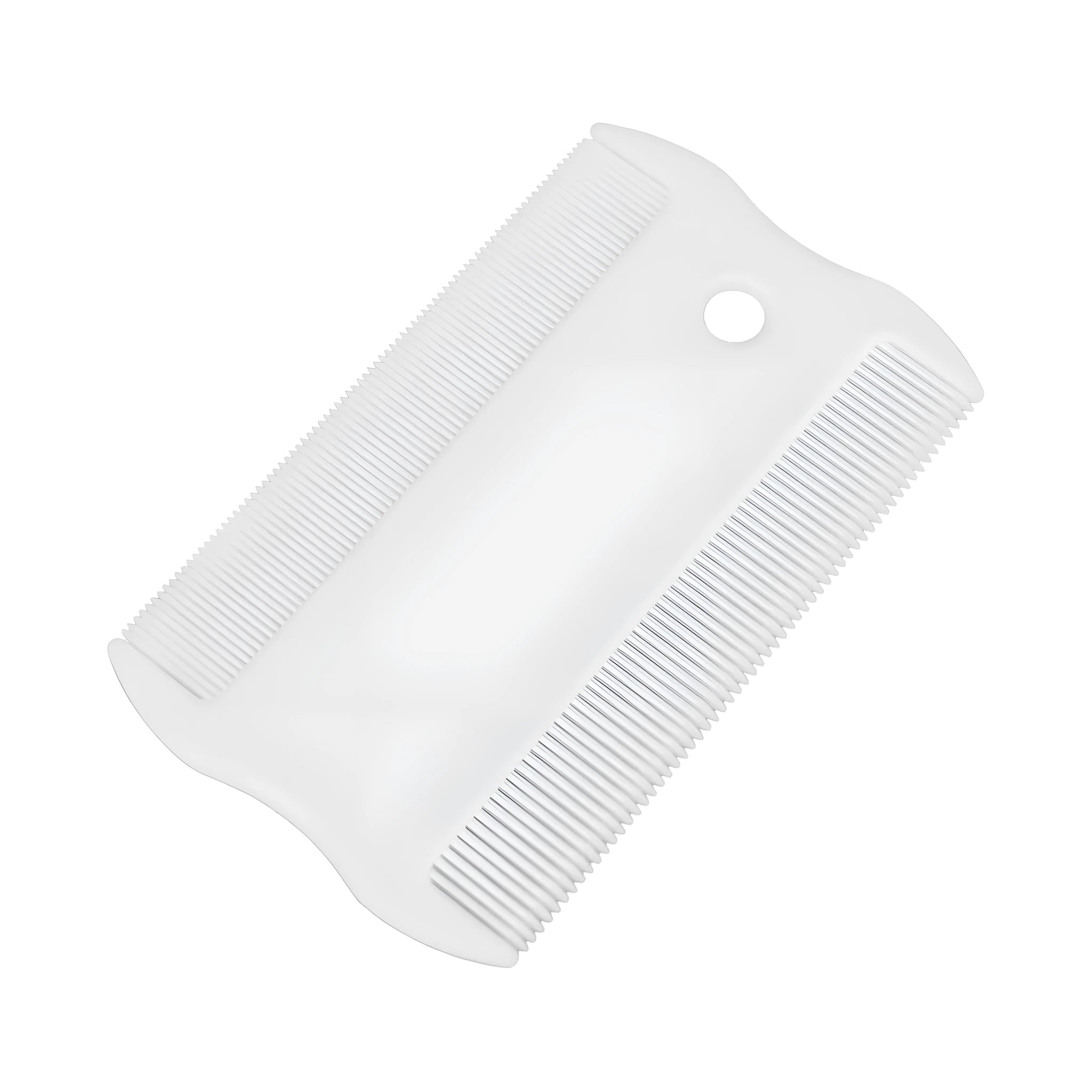 Double-sided plastic flea comb for pets with dense teeth and compact design