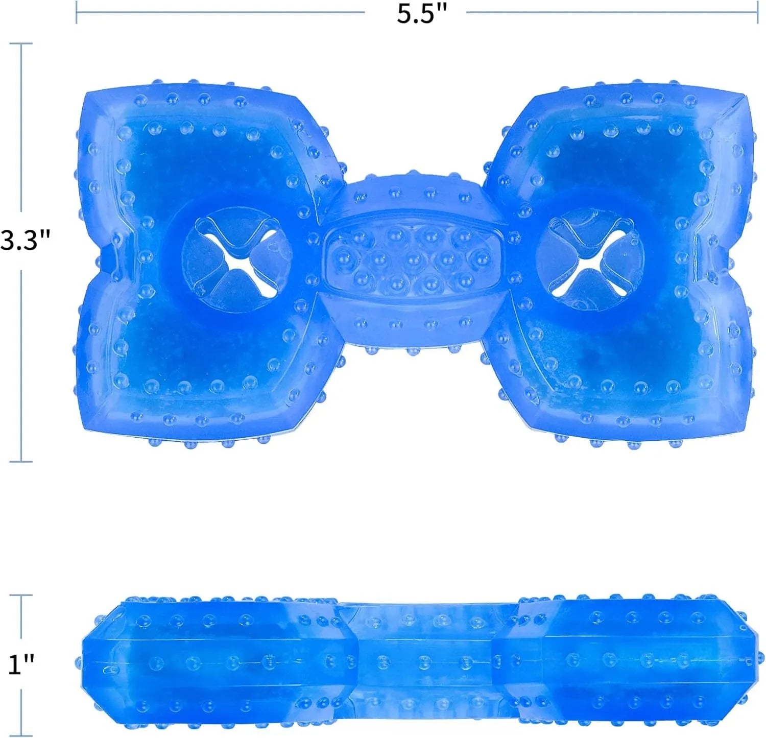Freezable dog cooling chew toy in bones and circles shapes with thickened design