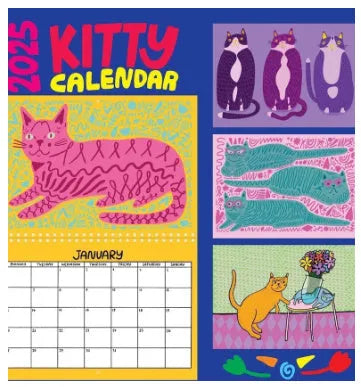 Cat Calendar Wall Planner for 2024 or 2025 with seasonal designs on paper.