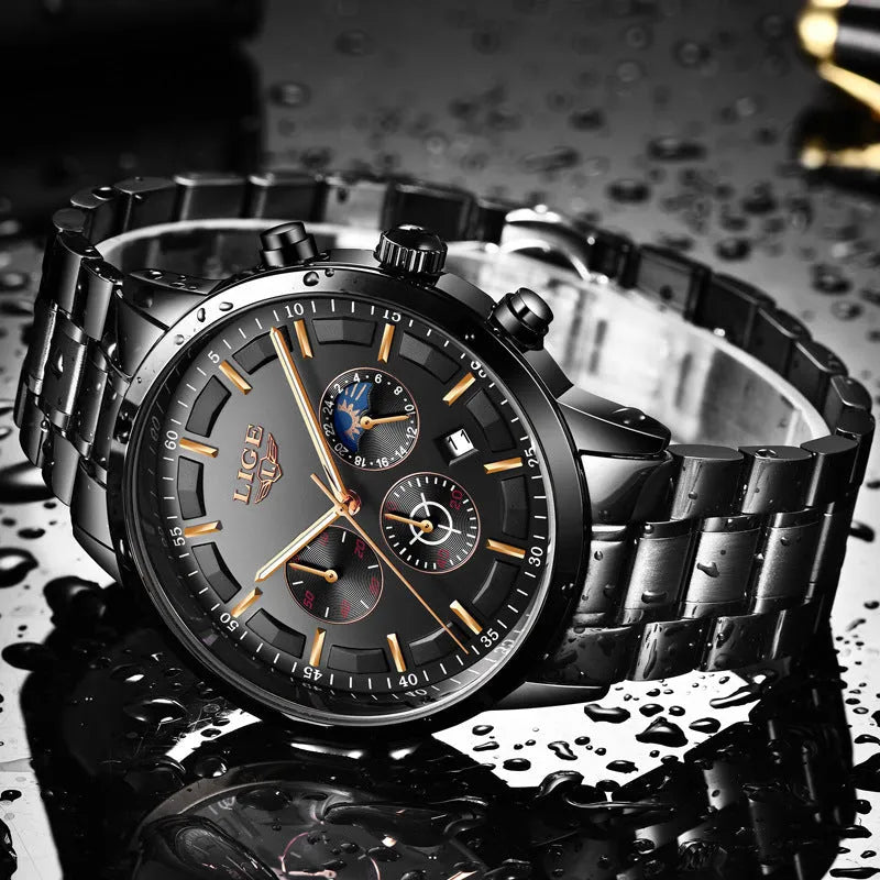 Men's waterproof quartz sports watch with 12mm thick case in multiple colour options