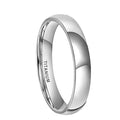 Silver titanium steel ring showing different width options on a hand