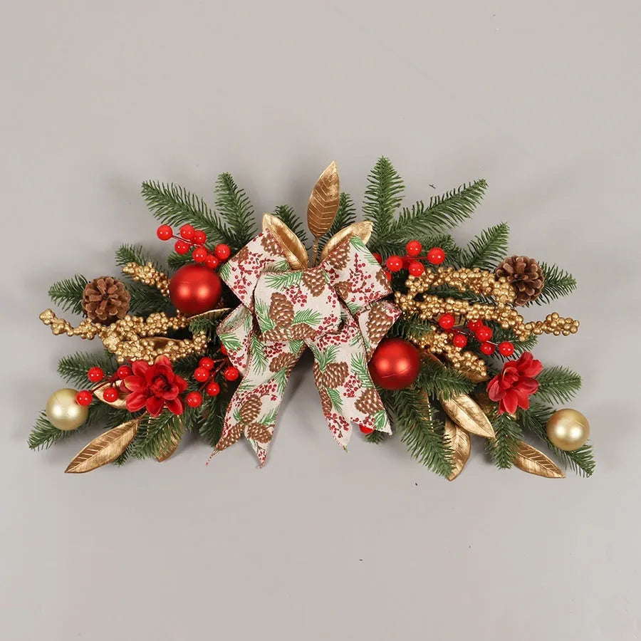 Christmas garland decorations in American country style with stair wall hanging and lit options