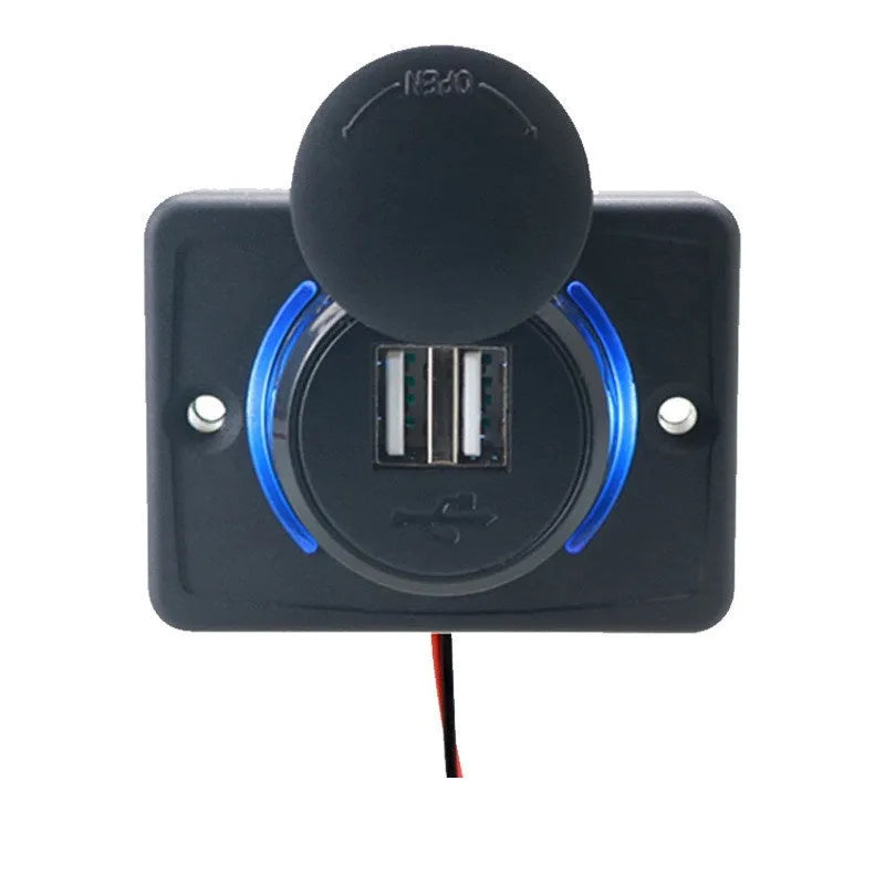 Black 12 volt car USB charger with 3.1 amp fast charging for vehicle installation