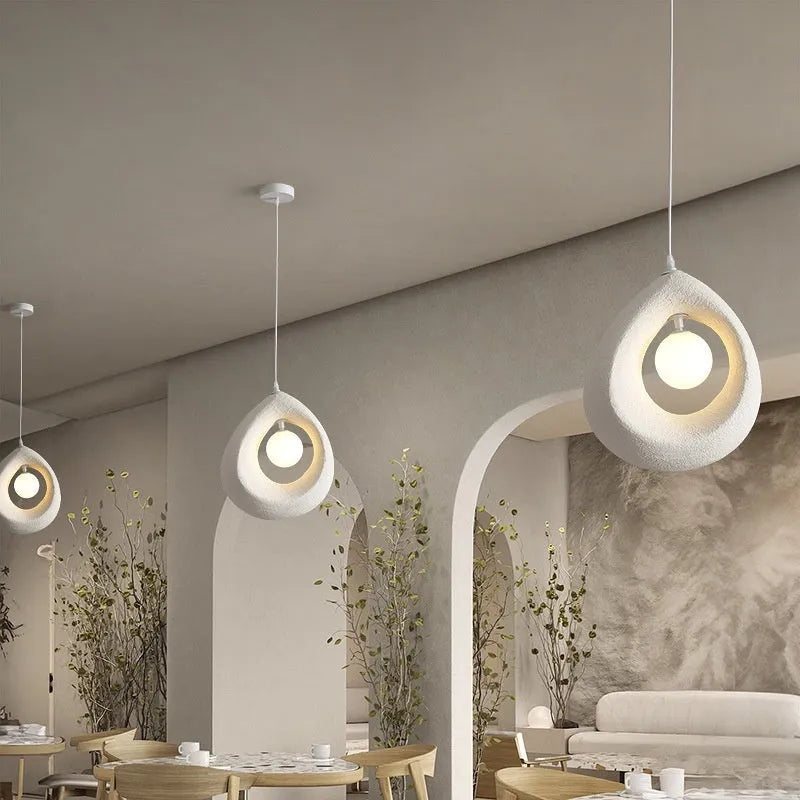 Retro bar chandelier pendant light with milky white glass lampshade for living room and dining room
