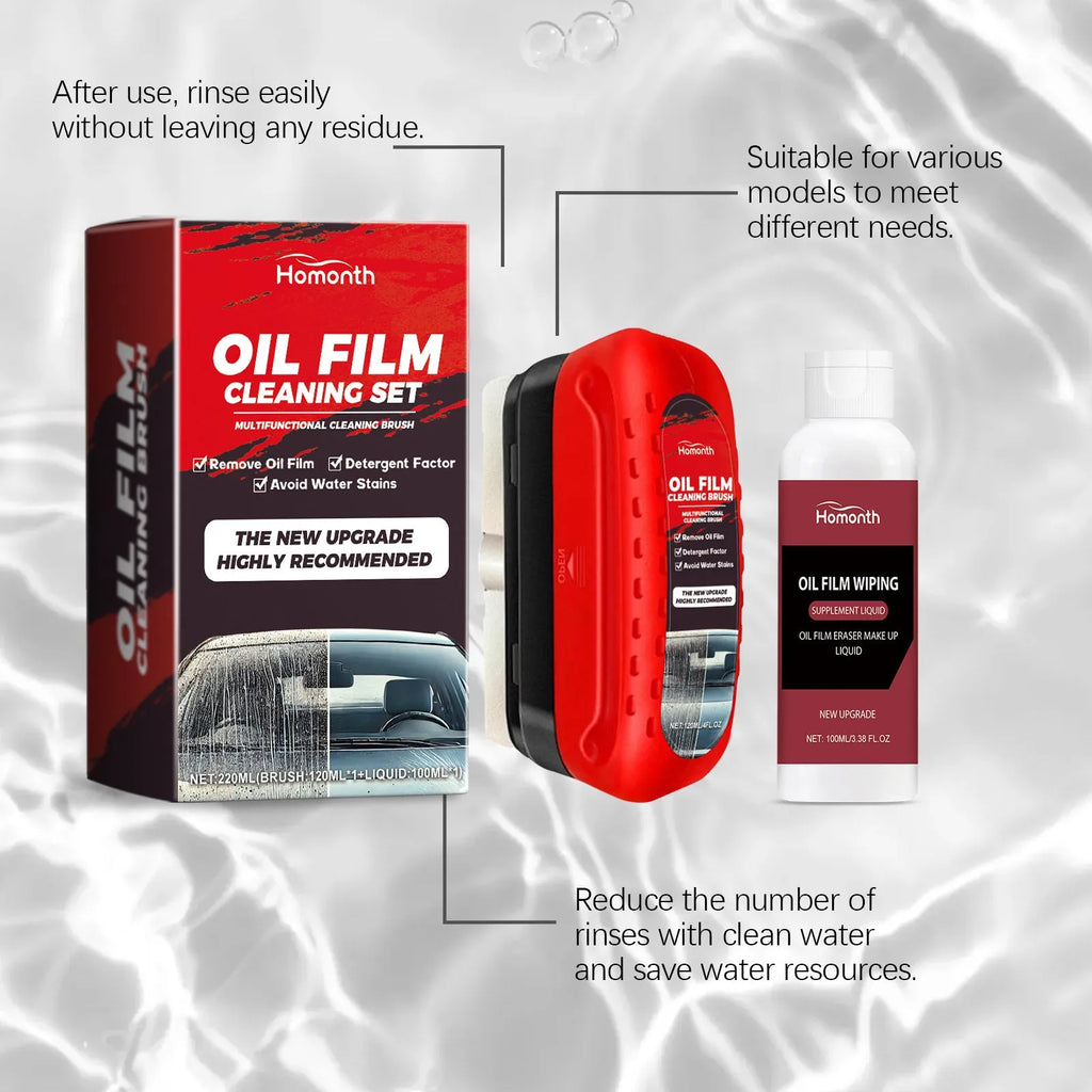 car windshield glass cleaning kit with brush and replenisher bottles for rainproof decontamination