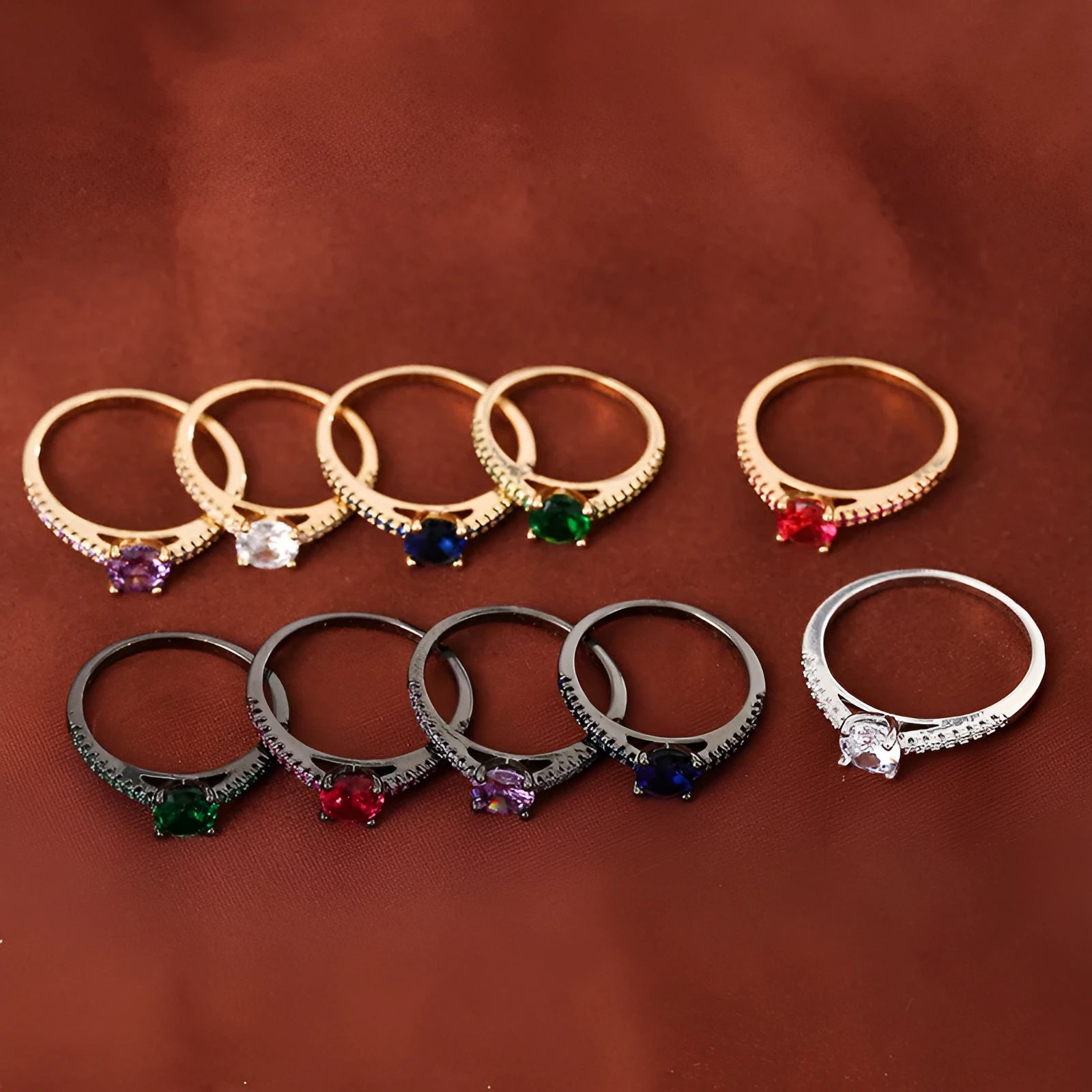 Geometric hexagon copper ring with electroplated finish in gold rose red colour on hand