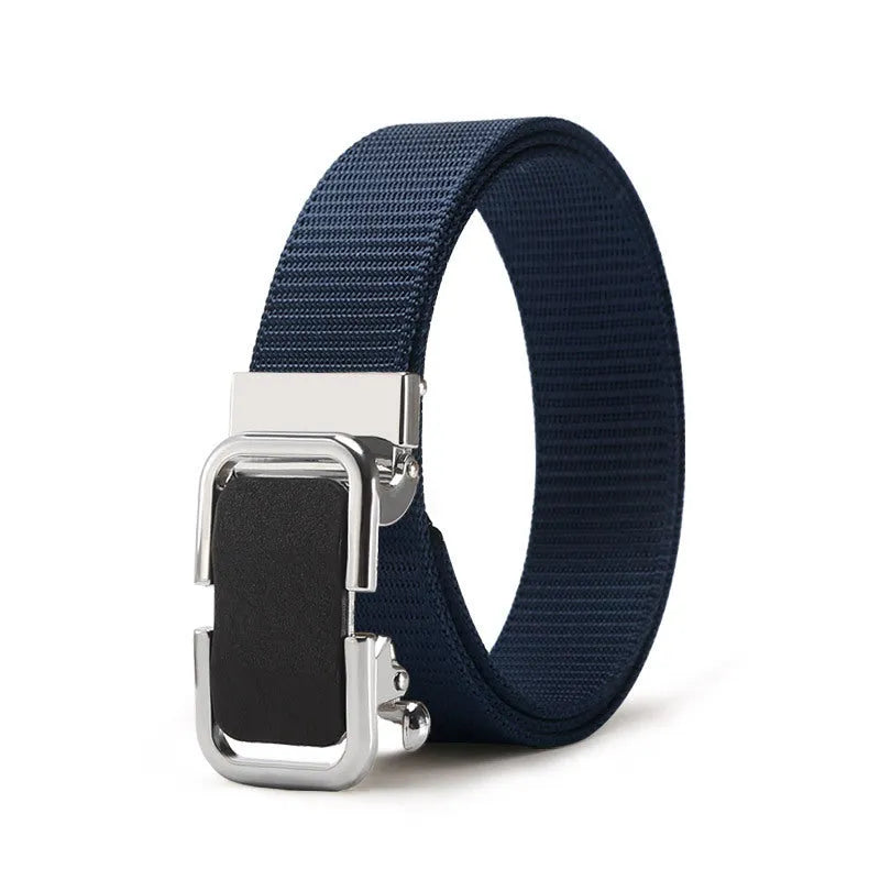 Men's nylon canvas belt with alloy buckle and toothless clasp in khaki colour