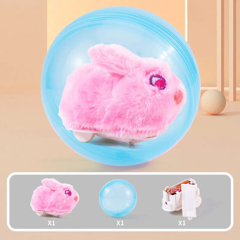 Transparent plastic exercise ball with plush inner shell and battery base for hamsters and rabbits