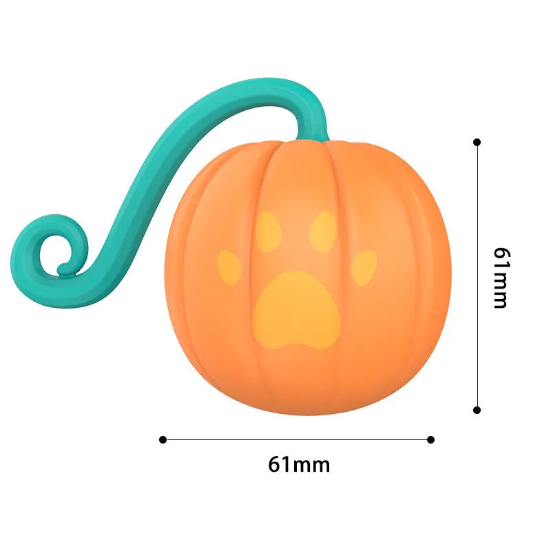 Electric cat luminous ball toy in watermelon or pumpkin design with automatic rotation
