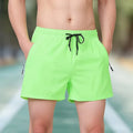 Men's black ice silk polyester fitness training shorts with high waist and drawstring closure