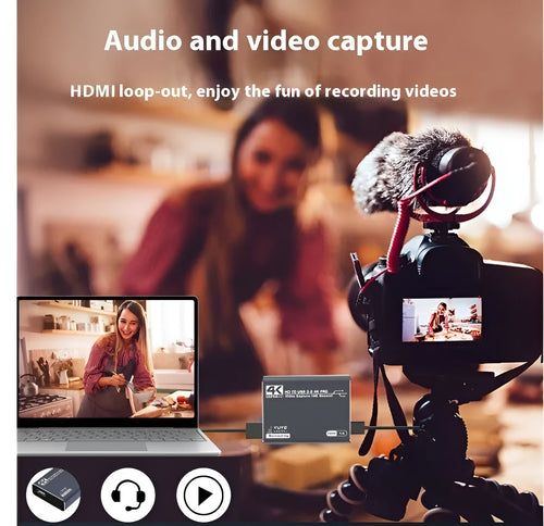 Black 4K gaming set-top box recording audio device with MS2131 chip for 1080p game capture