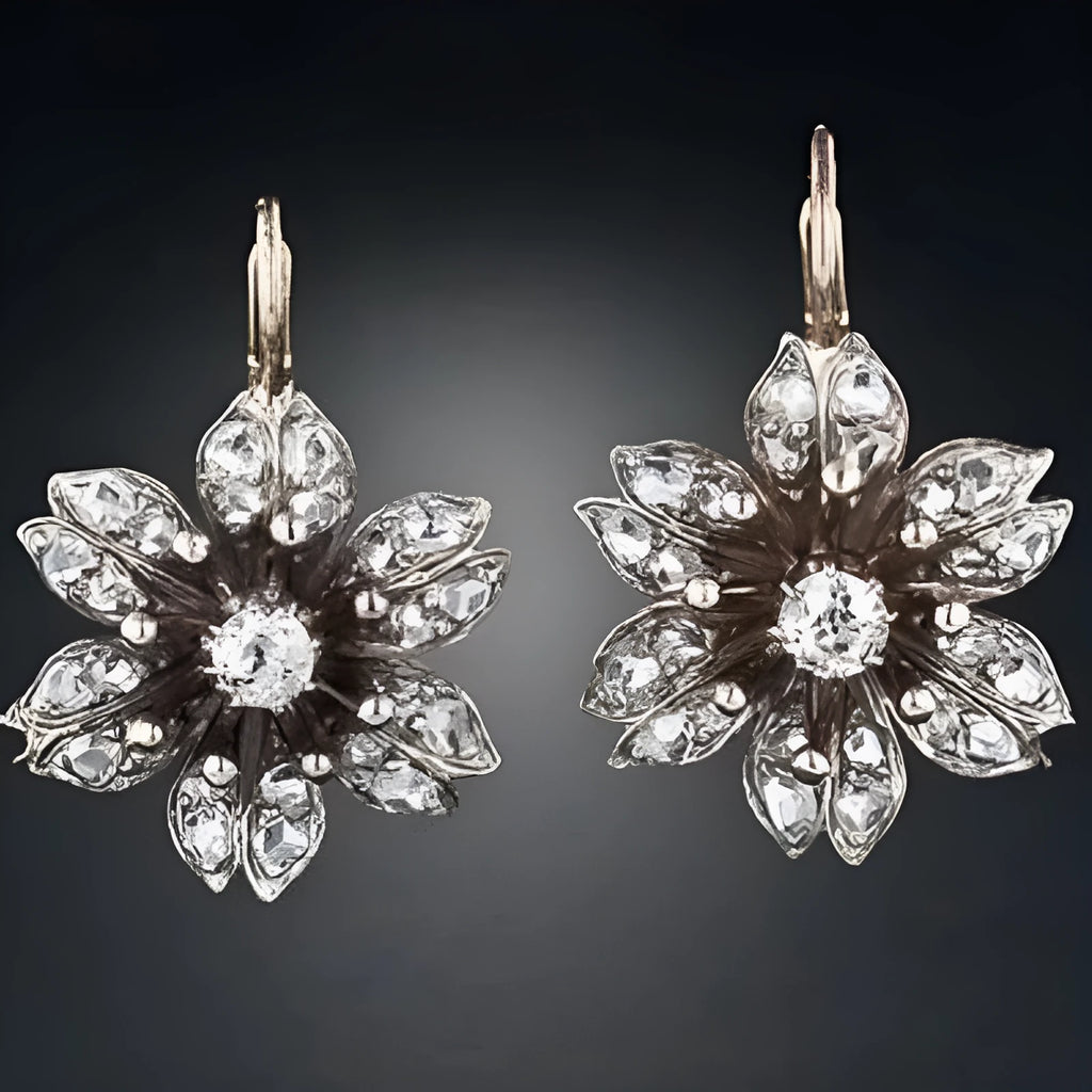Silver retro fashion drop earrings with electroplated finish and alloy construction
