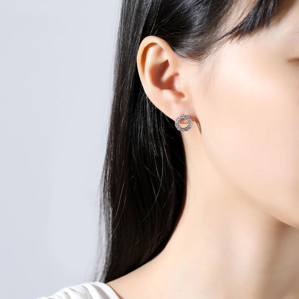 Ring Super Copper Micro Zircon stud earrings for women geometric shape fashion OL style