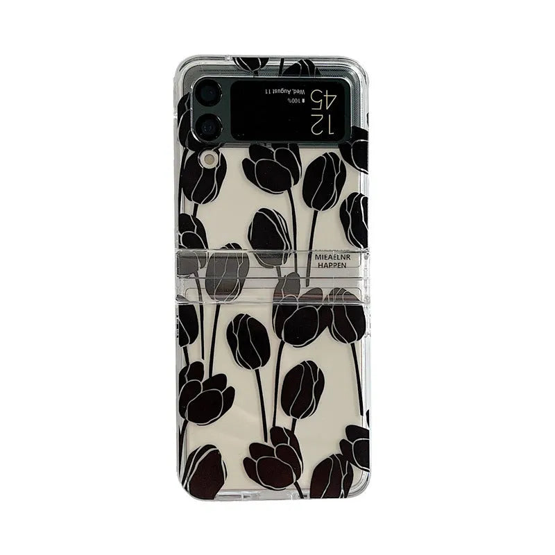 Flower pattern phone case for Samsung Galaxy Z Flip3 and Z Flip4 folding screen phones
