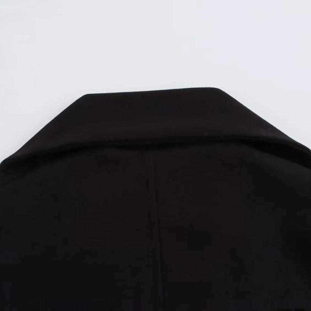 Women's polyester overcoat with artificial fur collar in street fashion style