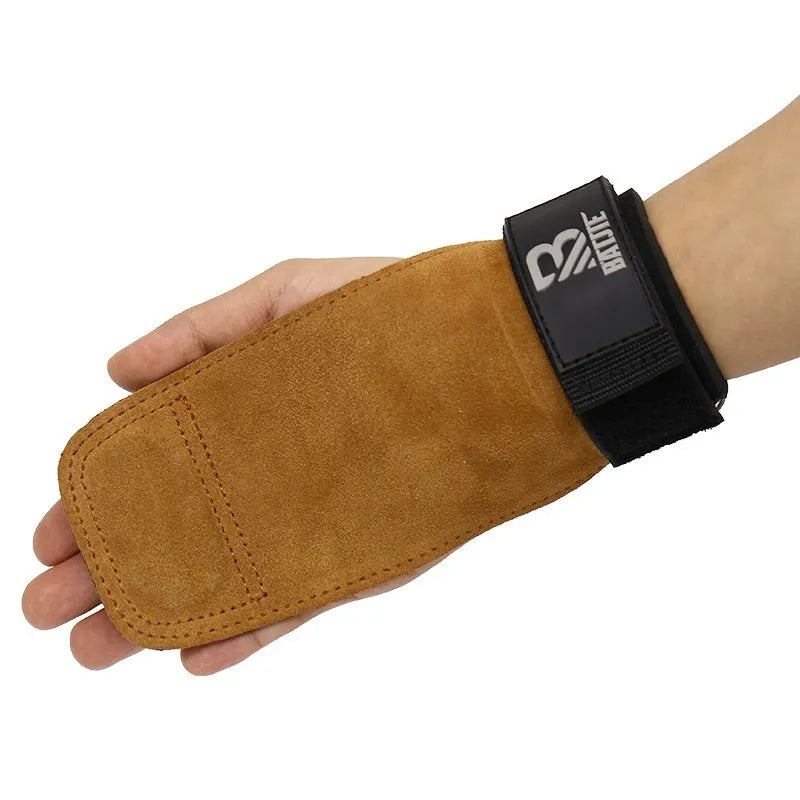 Brown fitness wrist protector bands for pull-up and bar workout hand protection