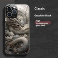 Graphite Black glass hard phone case with painted Chinese dragon design for Apple iPhone