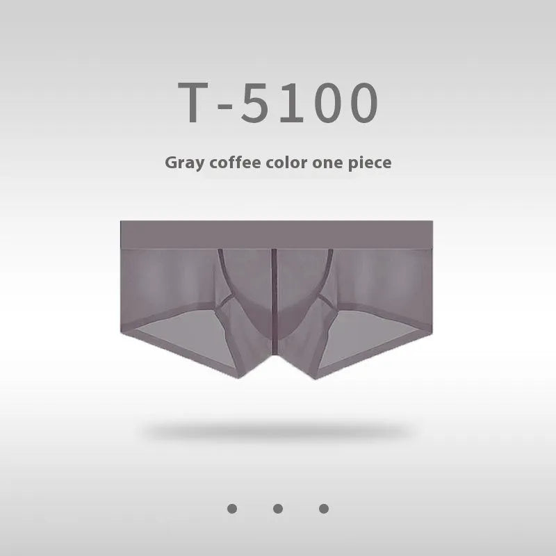 Men's seamless low waist underwear in ice silk fabric shown in chocolate colour on a white background