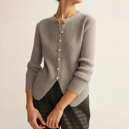 Red yuan collar cardigan sweater in Japanese Korean casual style with loose fit
