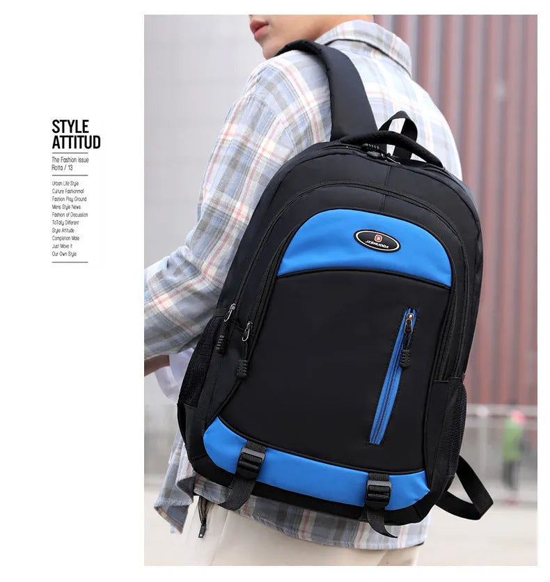 Waterproof nylon school backpack in urban style with airpillow straps and contrast colour details