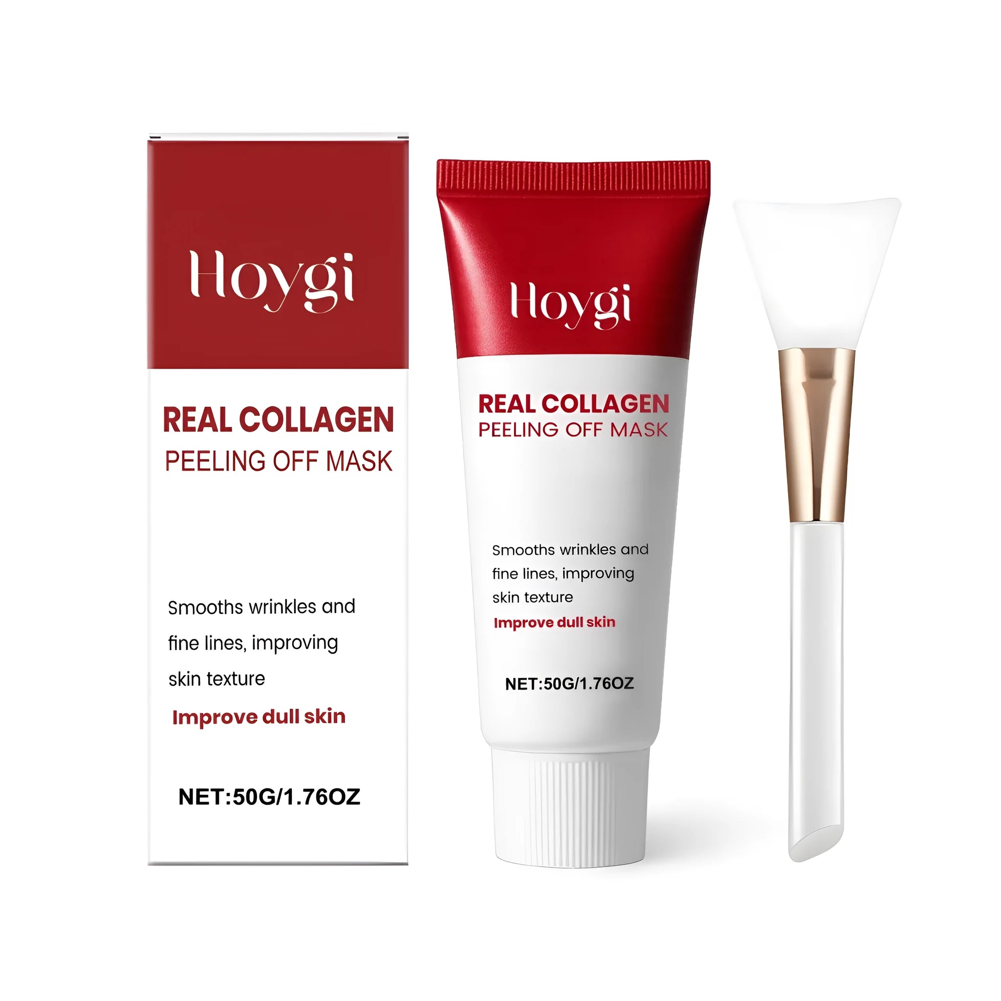 Real collagen peeling off mask with applicator brush in 50g container