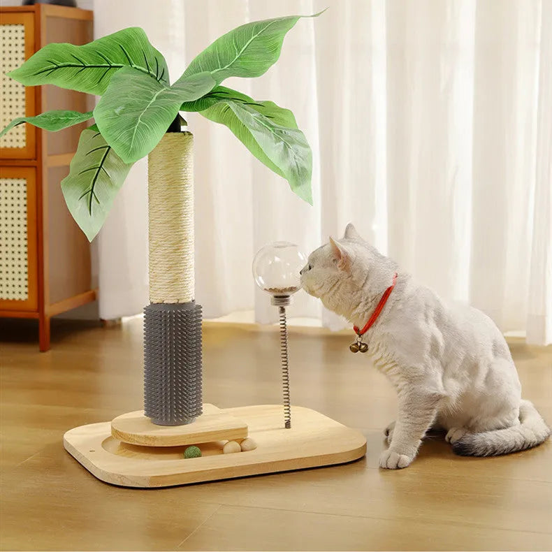 Vertical wooden cat scratching post in canna colour with chamfered edges