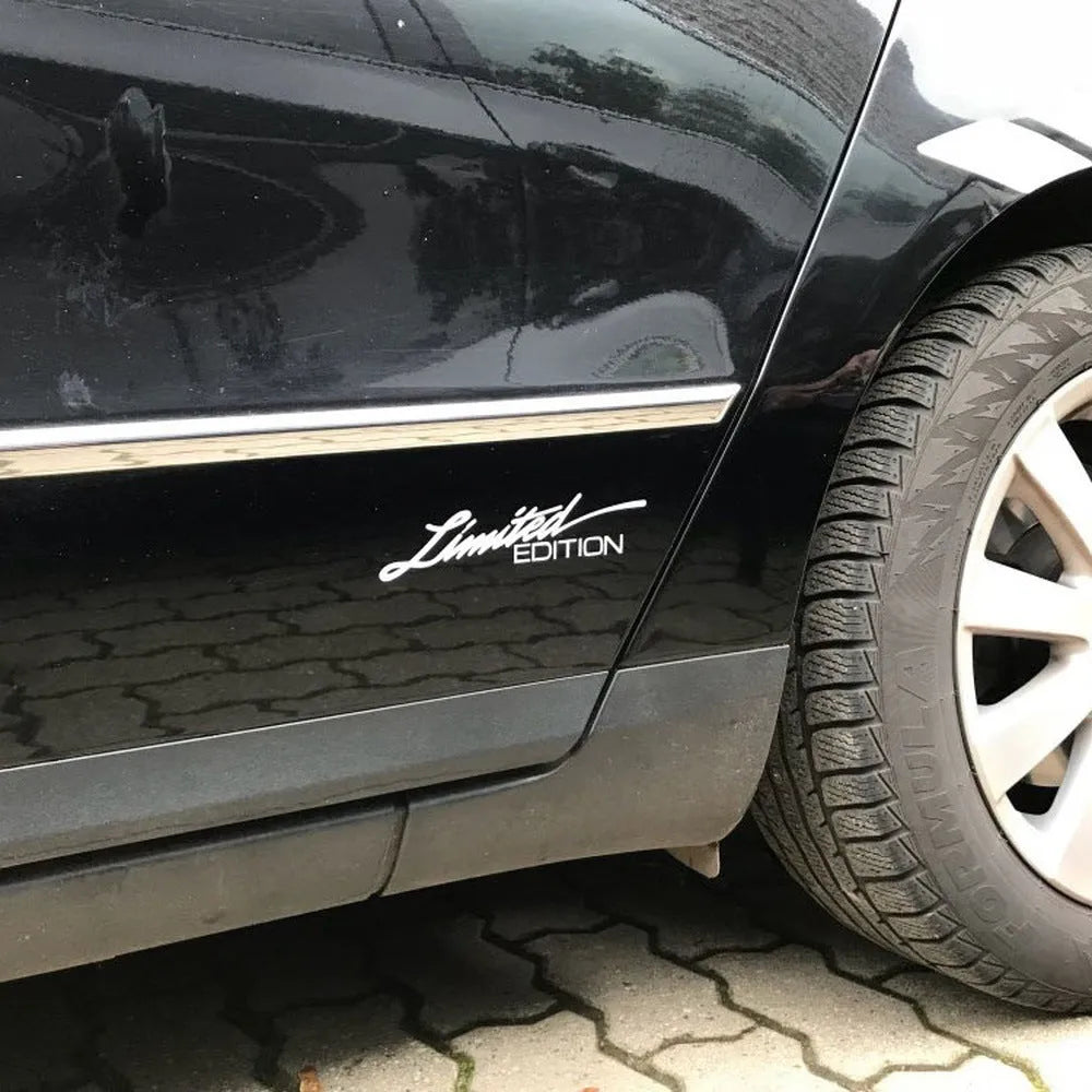 Reflective plastic bumper sticker showing dimensions 16cm long by 3.8cm wide