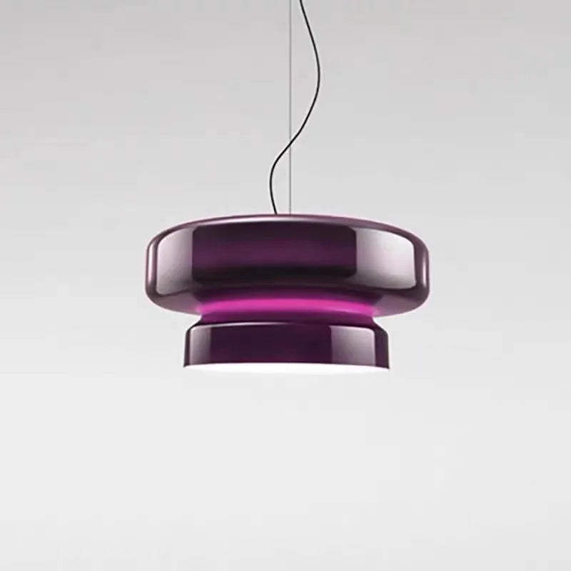 Modern glass chandelier with minimalist design in 36cm dimensions showing light colour options