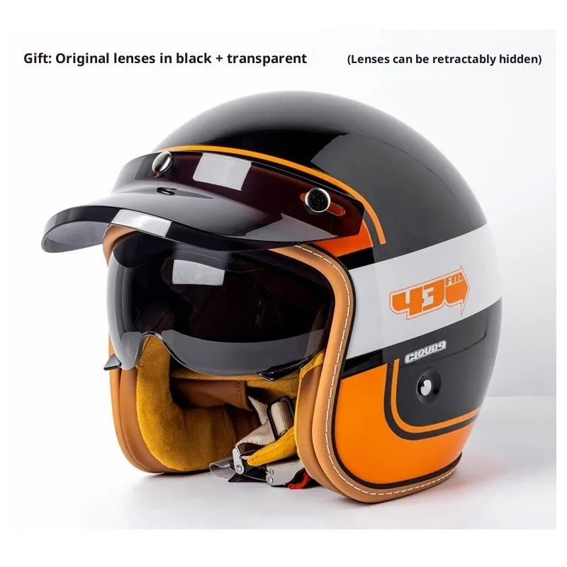 Motorcycle helmet with built-in goggles for electric commuting in ABS material