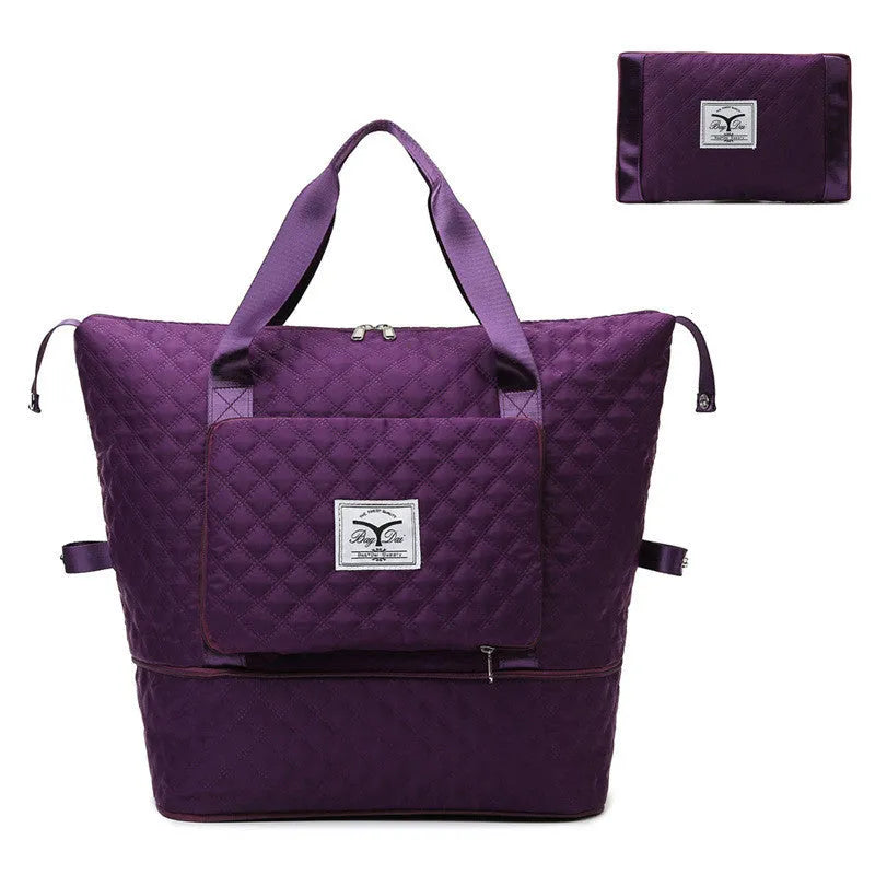 Oxford cloth large travel bag with zipper closure and soft handles in all-match black