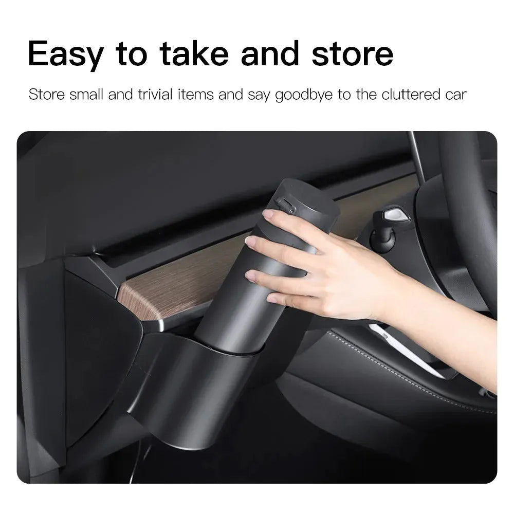 Plastic dashboard cup holder for left-hand drive Tesla Model 3 and Model Y vehicles
