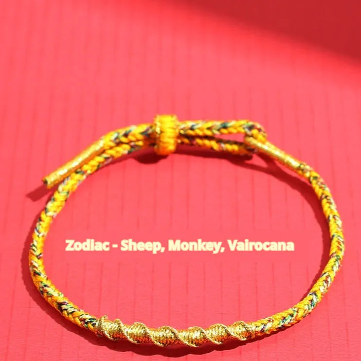 Hand-woven eight-strand colourful guardian strap bracelet with flexible wire and zodiac specific colours