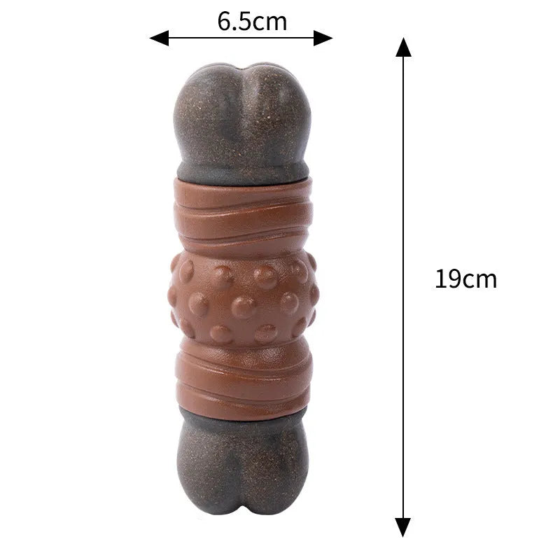 Large brown branch-shaped indestructible nylon dog chew toy for aggressive large breed dogs.