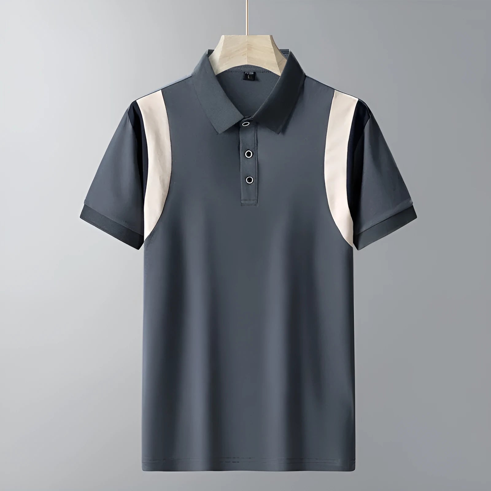Men's striped business lapel short-sleeved t-shirt in thin cotton fabric, Korean loose fit