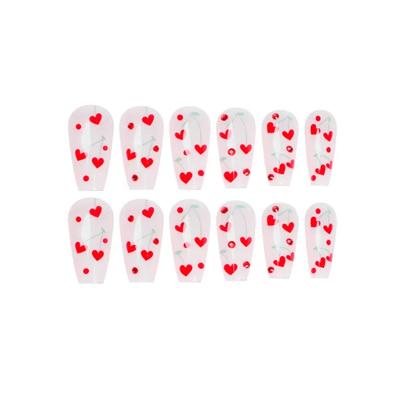 Sheet of 24 French Red Diamond cherry armour nail art stickers in JP1601 colour with adhesive