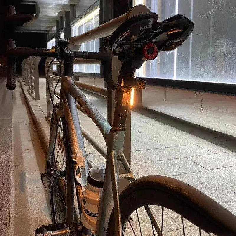 Waterproof USB charging bicycle and motorcycle taillight in blue, pink, red, white, or yellow colour options