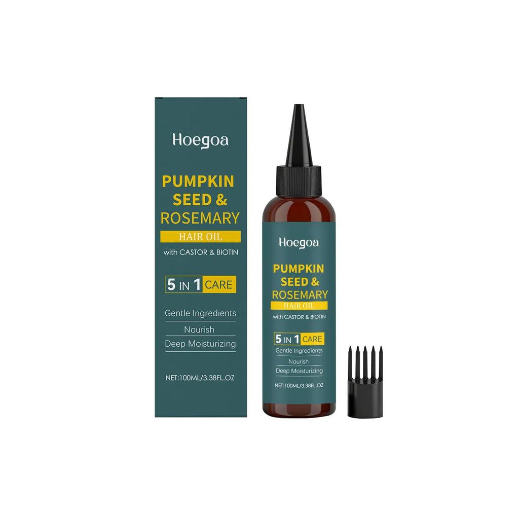 100ml rosemary essential oil bottle with pointed nozzle applicator and hair comb for scalp treatment