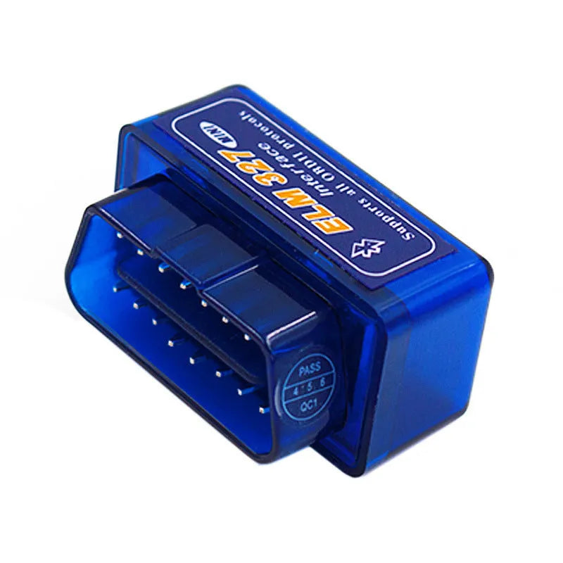 Mini Bluetooth OBD2 automotive diagnostic fault code scanner measuring 45x25x65mm