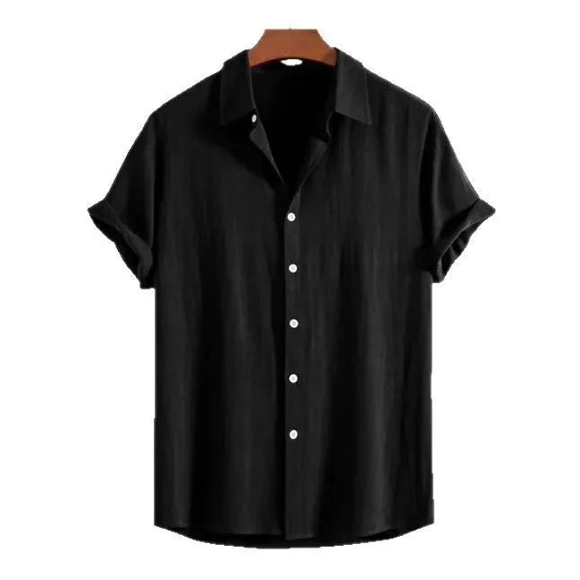 Men's loose casual cardigan in black, green or white with short sleeves for summer wear