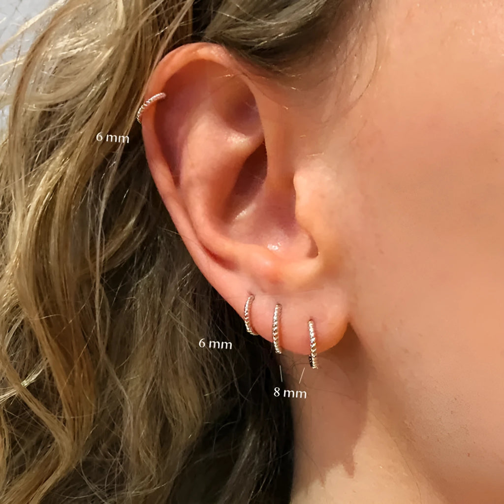 Twist S925 Sterling Silver twisted string round ring earrings in gold or platinum colour.