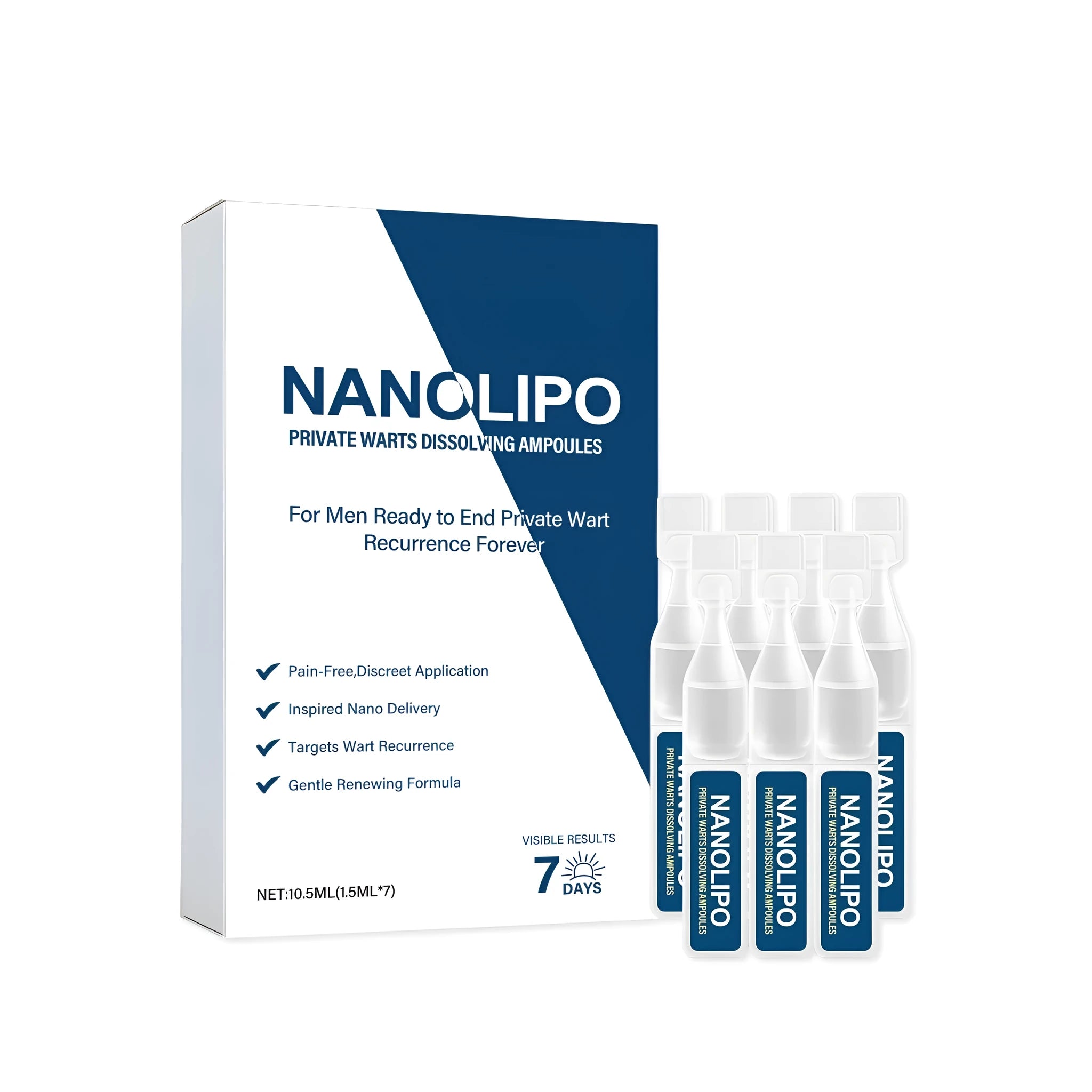 Men's Soothing Care Ampoule 10.5ml set with seven 1.5ml vials featuring Centella Asiatica extract