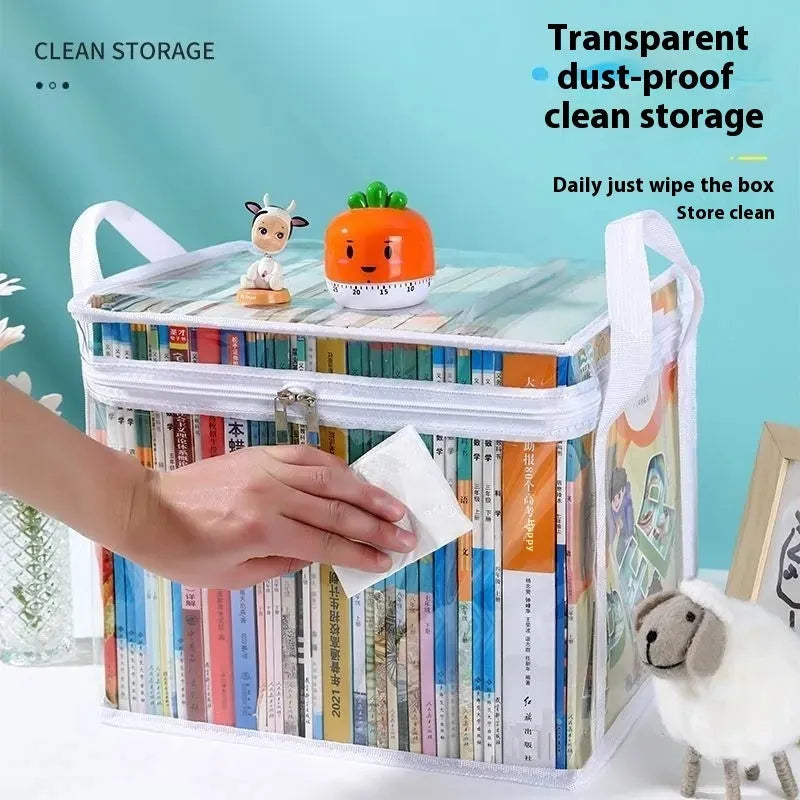 Large foldable PVC water buggy bag with transparent panels showing storage capacity for magazines and stationery