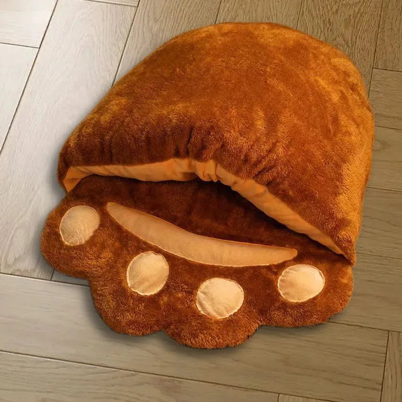 Winter semi-closed cat nest in bear claw fluffy style