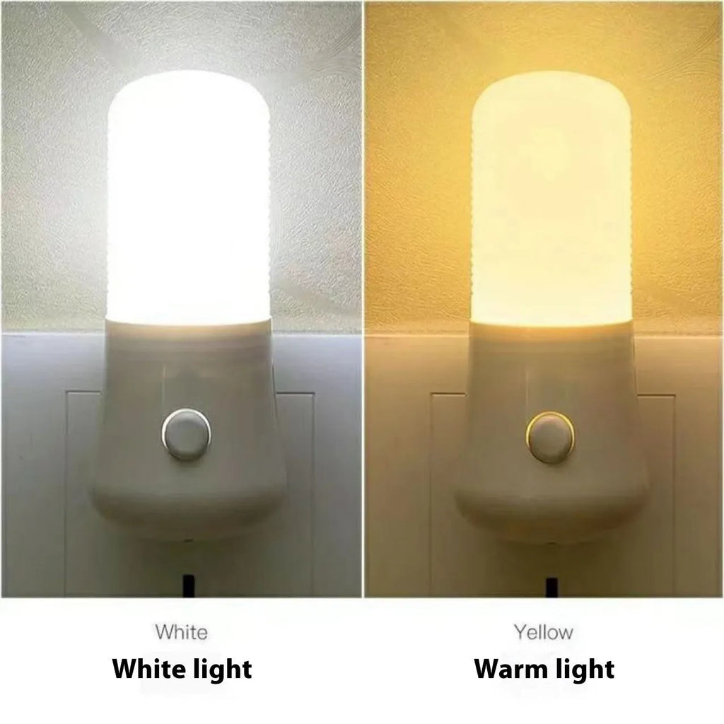 Minimalist plug-in bedside night light with American socket and dual-colour switch