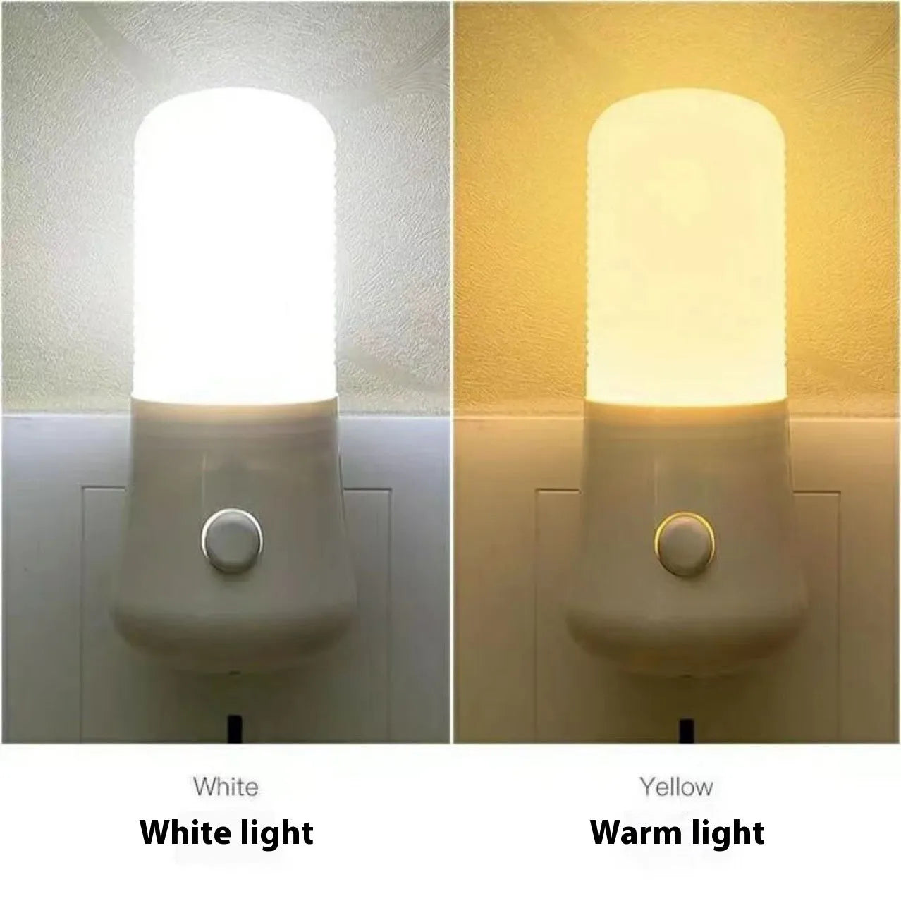Minimalist plug-in bedside night light with American socket and dual-colour switch