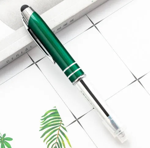 Metal multifunctional pen with capacitive stylus tip and LED light in five colour options
